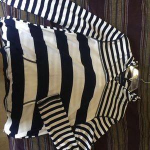 White Hoodie with Blue Stripes